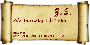 Záborszky Sándor névjegykártya